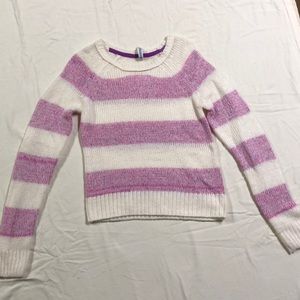 purple & white stripped sweater